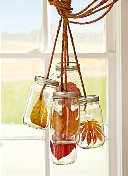 Fall Home Decor Ideas - Leaves in Jars